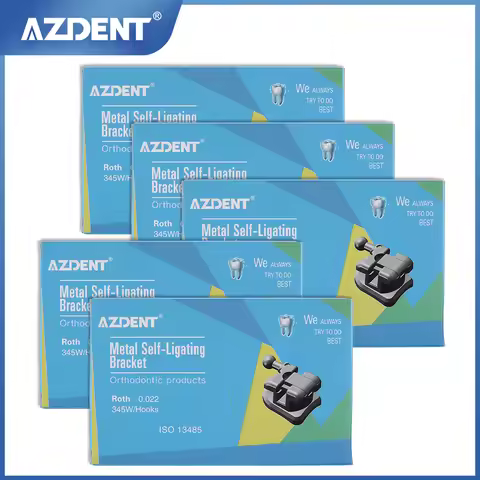 AZDENT 5 Boxes Dental Orthodontic Brackets Braces Passive Self Ligating MBT/Roth 0.022 345 Hook With
