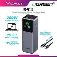 UGREEN POWER BANK PB722 200W 25000MAH | PB721 130W 20000MAH | PB724 100W 12000MAH DIGITAL DISPLAY - 