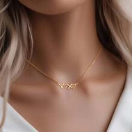 สร้อยคอ XOXO สีทองน่ารัก, สร้อยคอหัวใจโรแมนติก, เครื่องประดับสแตนเลส ของขวัญสำหรับเธอ, ของขวัญวันวาเ