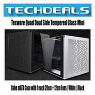 Tecware Quad Dual Side Tempered Glass Mini Cube mATX Case with 1 each 20cm + 12cm Fans