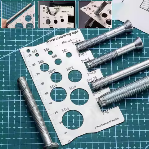 M3-M18 Thread Checker Screw Measurement Ruler Stainless Steel Caliper Metric for Measuring Screw Pit