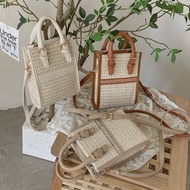Gracielo | Next Day Delivery Bohem Straw Bag Hand-Woven Summer Palm Tote Small Piano Score Top Handl