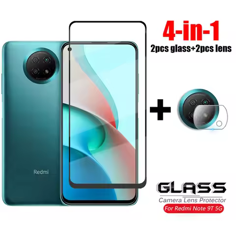 4-in-1 Glass on Redmi Note 9T 10 Pro 5G Full Cover Tempered Glass For Xiaomi Redmi Note 9 T Mi 10T L