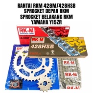 RK-M RKM sprocket set spoket Yamaha Y15 Y15ZR FZ150 siap rantai 428HSB 428M Original High Quality