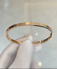正品Cartier love卡地亞玫瑰金窄版六鑽16碼Bracelet手镯size: 15-21碼全套證書
