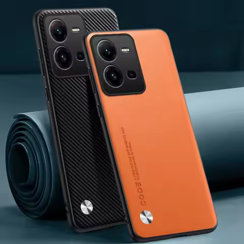 Luxury PU Leather Case For Vivo V25 E V25E Back Cover Matte Silicone Shockproof Full Protection Phon