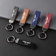 Fashion Leather Metal Keychain Car Styling Luxury Key Ring For Genesis Essentia GV80 Neolun G70 G90 