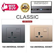 16A Universal Socket (A38 Series) (Dark Grey/Gold) (ARTDNA)