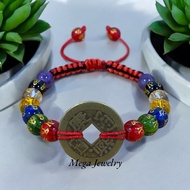 Coin Bracelet Brings Fortune with 7 Aura Chakra & Amethyst Stones