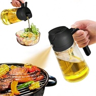 1pc Dual-Use Glass Oil Bottle, Drizzle Or Spray, Non-Stick, Olive Oil Bottle With Auto Flip Cap, Sui