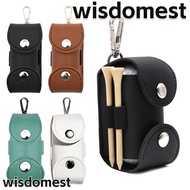 WISDOMEST Golf Ball Bag, PU Leather With Metal Buckle Golf Ball Storage Pouch, Sports Accessory Small Golf Protective Bag Golf Sports