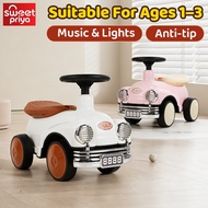 Kids Ride On Push Car 4 Wheels with Music & Lights Anti-Rollover Safe Toy for 1-5 Years Old Best Bir