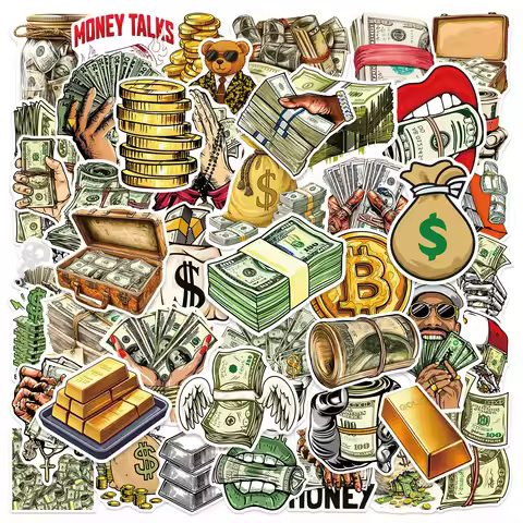 50/100PCS Cartoon USD Money Currency Graffiti Stickers Decoration Mobile Phone Water Cup Luggage Not