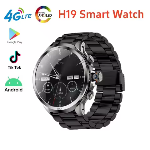 H19 Smart Watch 4G Android 10 System GPS WIFI SIM Card 1.95'' Large AMOLED Screen Rotating camera Fa