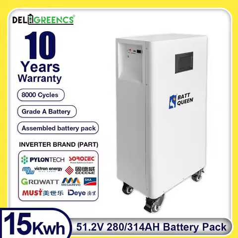 15Kwh Akku LiFePO4 Battery Pack 48V Pre-assembled 51.2V Lithium XWD314Ah Vertical 16S 200A BMS CAN R