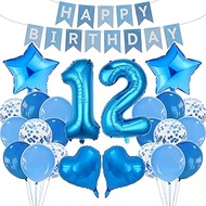 12th Birthday Decoration Set, Blue, Light Blue, Happy Birthday Banner Birthday Decoration Set, Party
