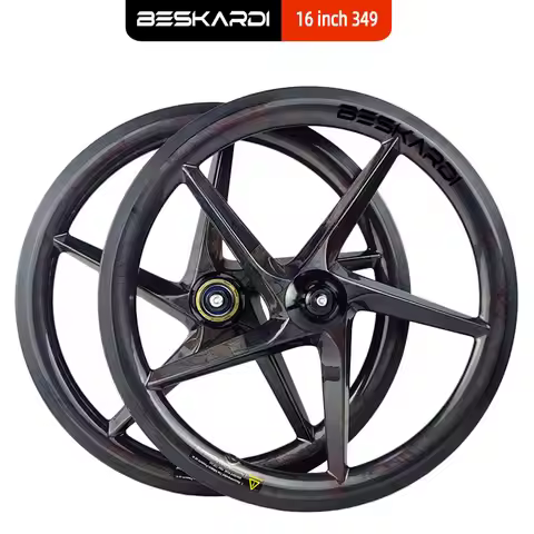 16 inch 349 5 Spoke Carbon Wheel Folding Bicycle Five Spokes 3 7 Speed 74/112mm Rim Brake Beskardi F
