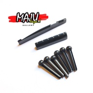 Pin sadel saddle bridge gitar akustik HITAM cort yamaha cowboy martin - Pin nut saddle