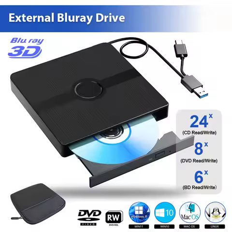 External Blu ray Drive for Laptop PC Portable BD CD DVD Player Burner Writer Reader Compatible for W