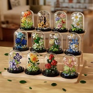 Flower Building Blocks  Sunflowers  Roses  Carnations Hibiscus Potted Plant Ornaments 7231-7242 with