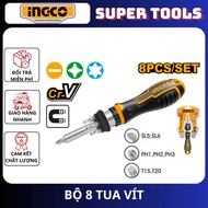 INGCO TOOLS Set of 8 screwdrivers AKISD0808 (100% Genuine Commitment)