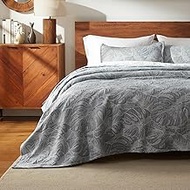 SLEEP ZONE Floral Quilt King Size Jacquard Quilt Ultra Soft and Lightweight Comforter Set 3 Pieces B