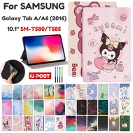 For Samsung Galaxy Tab A/A6 10.1 2016 SM-T580 SM-T585 Cute Cartoon Pattern Leather +TPU Fashion Flip Stand Tablet Protective Case