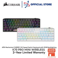 CORSAIR K70 PRO MINI WIRELESS 60% MECHANICAL CHEERY MX RED SWITCH KEYBOARD WITH RGB BACKLIGHTING (BLACK / WHITE)