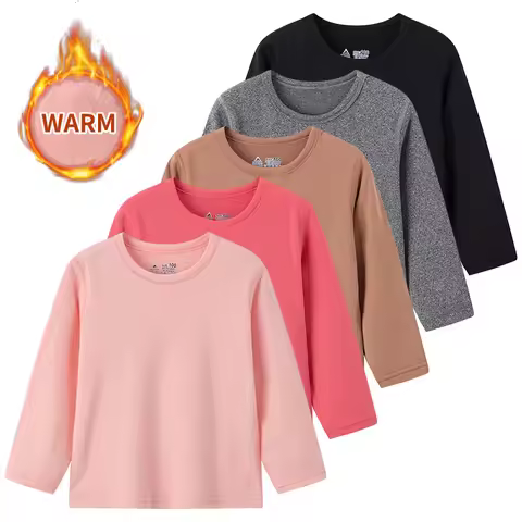 1/3/5 Pack Children's Solid Color Long Sleeve T-shirt Boys' Casual Joker bottoming shirt Girls' Comf