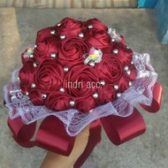Buket Bunga Satin Wedding Bunga Tangan Pengantin Hand bucket
