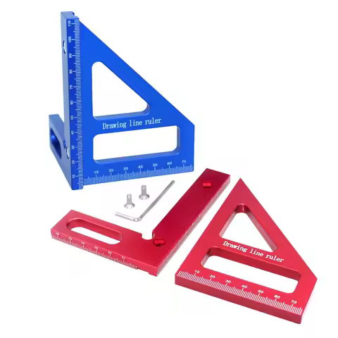 Carpenter Square -Woodworking Square Protractor Aluminum Miter Triangle Ruler 3D Multi Angle 45/90 D