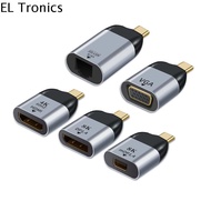 EL TRONICS โน้ตบุ๊ค สำหรับแล็ปท็อป อะแดปเตอร์ Type C ตัวแปลง 4K HDMI สายเคเบิลอะแดปเตอร์ พิมพ์ C ถึง