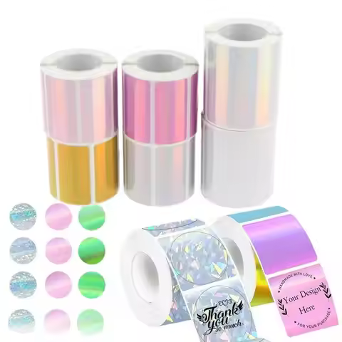 1 Roll Laser-color Silver/Matte Silver Labels Thermal Transfer Printing Paper Round Square Sticker F