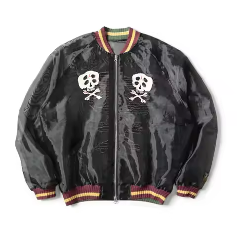 26SS KAPITAL Hirata Japanese Semi Transparent Skull Embroidery Sunscreen Zipper Summer Jacket for Me