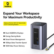 Baseus 12-in-1 Docking Station Space Grey with Ultra-Clear Dual 4K Displays Super Fast 10Gbps Transf