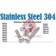 SUS 304 - M8 Hex Bolt Hex Screw DIN933 Hexagon Head Screw Outer Hex Stainless Steel A2