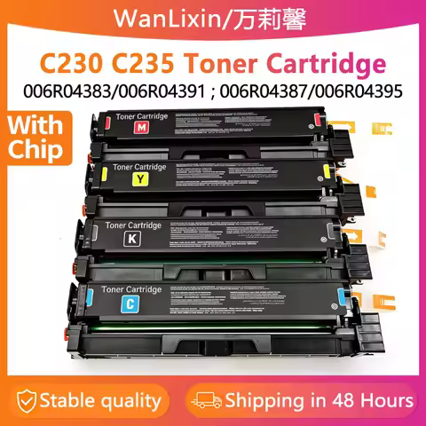 With Chip C230 C235 Toner Cartridge Compatible for Xerox c230 c235 Printer 006R04383 84 85 86 006R04