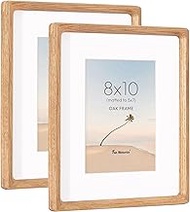 8x10 Picture Frame Set of 2, USA-Sourced Oak Wood Photo Frame with HD Tempered Glass, Handcrafted Ro