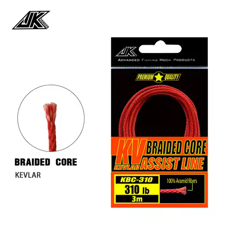 JK KBC 100/150/190/230/310LB Assist Line Kevlar Strong Braided 8 Strand Weaves Red Fishing Line Bind