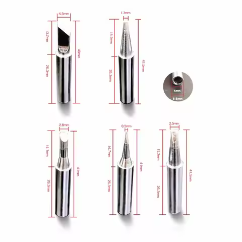 Useful Soldering Tips Copper 0.5-5mm 5* 5pieces 5x For 900 Series Such As 936 Soldering Station Silv
