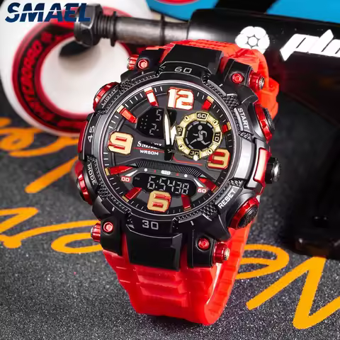 SMAEL Dual Display Electronic Watch Youth Student Waterproof Sports Watch Night Light Alarm Clock 19