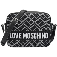 MOSCHINO LOVE MOSCHINO 菱格織布斜背相機包.黑白