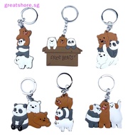 greatshore  Cute We Bare Bears Figures Keychain Keyring Grizzly Panda Ice Bear Cartoon Pendants Animal Series Silica Gel Key Ring  SG