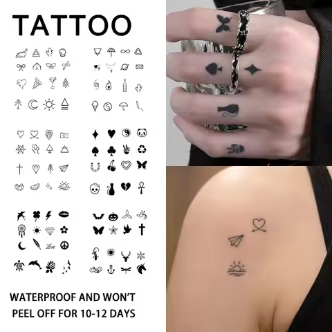 Small Minimalist Pattern Herbal Temporary Tattoo Stickers, Long-lasting Waterproof for One to Two We