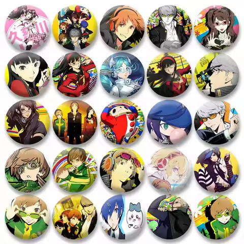 Anime Game Series Button Badges Yu Narukami Yosuke Lapel Pins Cartoon Chie Satonaka Yukiko Brooch Cu