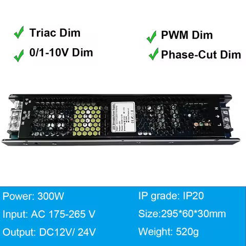 Triac Dimmable Led Driver 24V 12V Dimmable Power Supply 60W 100W 150W 200W 250W 300W Transformer 220