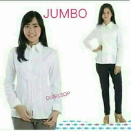 KEMEJA JUMBO WOMEN'S WHITE SHIRT.KE.WOMEN'S WHITE SHIRT XXL.women's large white shirt
