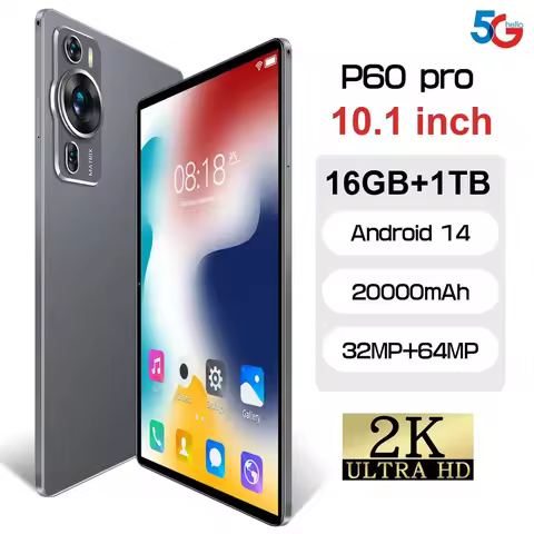 2025 Original P60 Pro Tablet 20000mAh Tab 5G Dual SIM 10inch Global Version High-end 16GB+1TB Androi