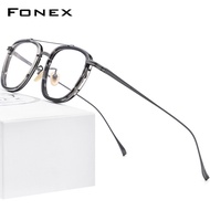 FONEX Acetate กรอบแว่นไทเทเนียมสำหรับผู้ชายแว่นตาทรงสี่เหลี่ยมแบบเรโทรวินเทจใหม่ปี2022แว่นตาแว่นสายต