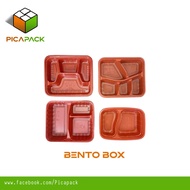 25 pcs 2/3/4/5 division bento box meal with lid lunch box red and black meal Take out meal Food Packaging Thick Quality